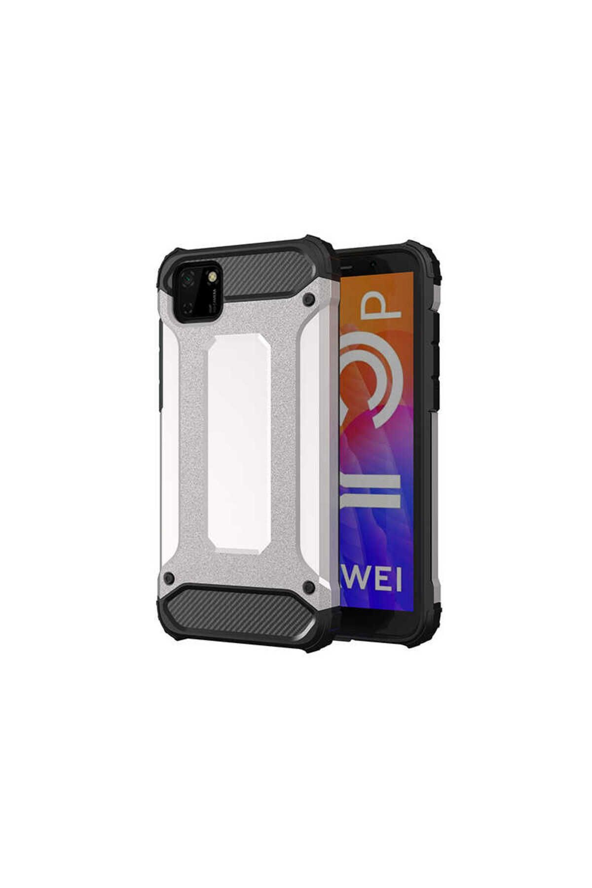 halkhouse Huawei Y5P Kılıf Zırh Tank Sert Korumalı Silikon Crash Silikon Kapak