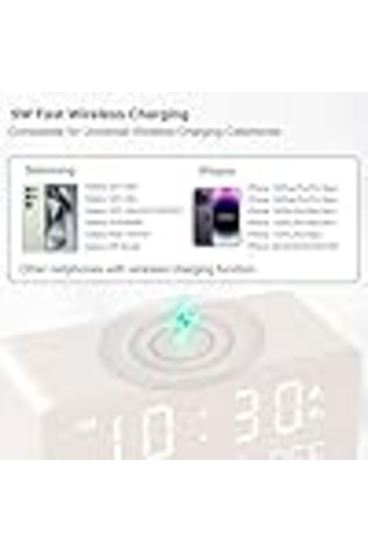 COOYA-Wooden Digital Alarm Clock, Multi-Function Smart Clock, LED Light Clock with USB Power Supply 4