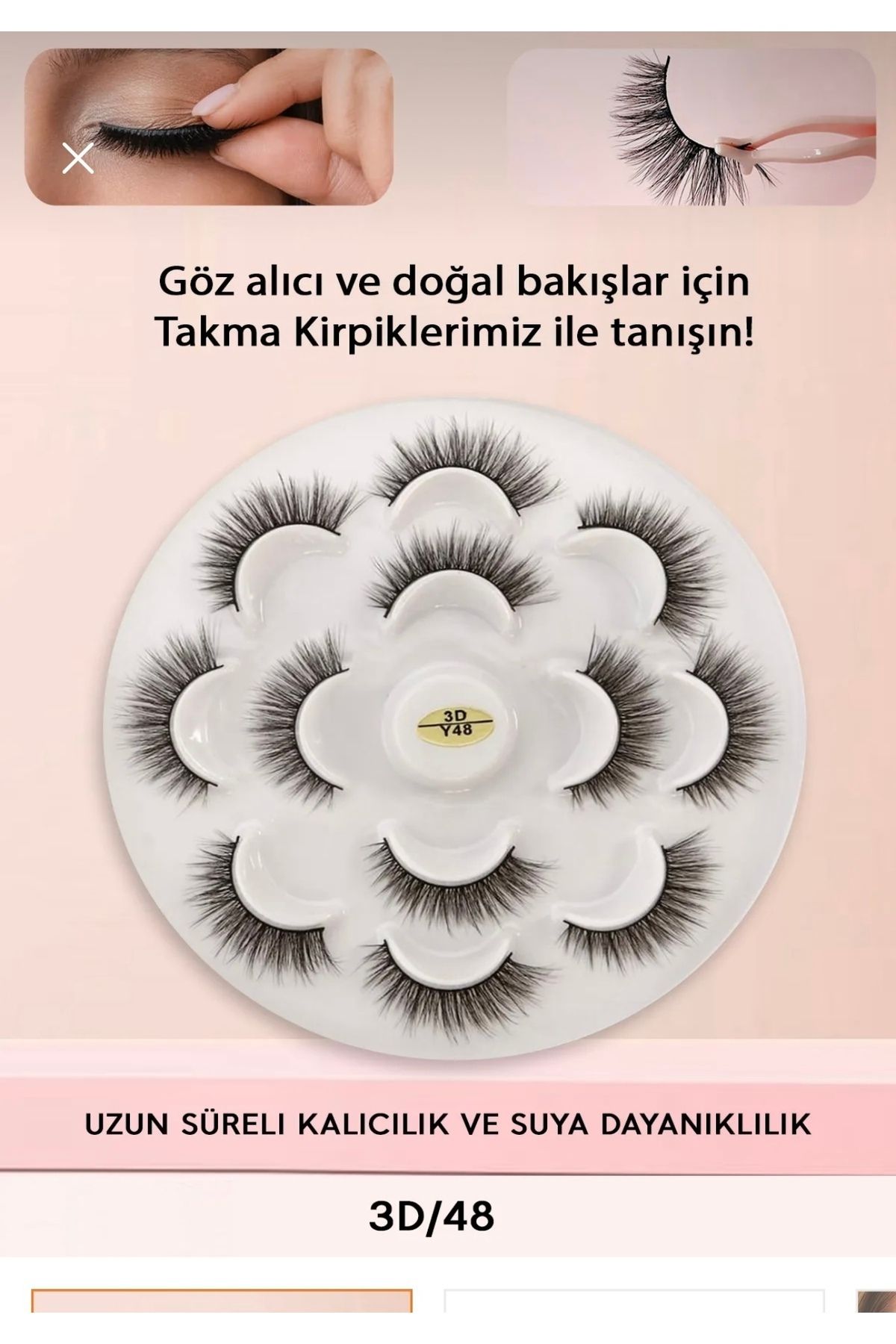 kendinyaphobi 7 Çift Doğal Ipek Takma Kirpik 3d-48 ( 7 Çift) Hacimli Doğal Görünüm