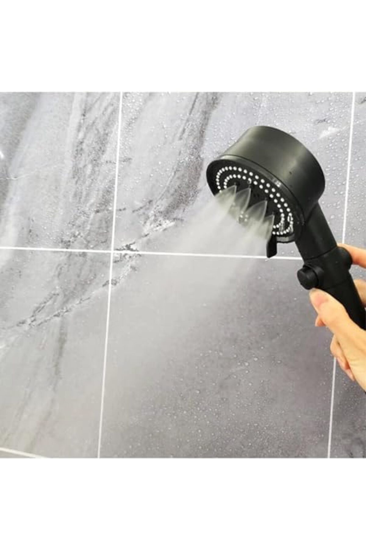 mazıdağı mazzıdağ Home Turbo Fan 5 Fonksiyonlu Duş Başlığı, El Duşu Handshower, Siyah, Durdurma Özel