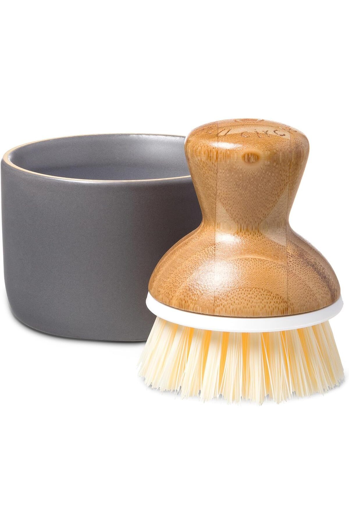 mazıdağı mazzıdağ Circle Bubble bis Keramik Seifenspender & Scrubber Schwamm Set, weiß, grau/weiß, Di