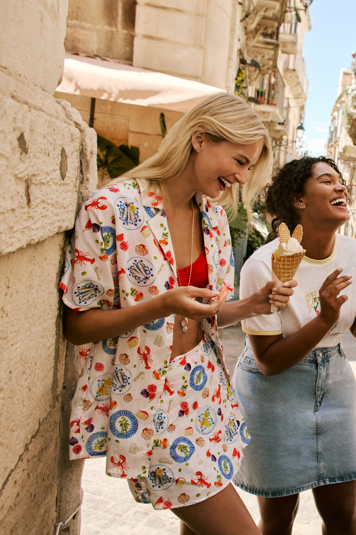 Trendyolmilla  Su Altı Desenli Dokuma %100 Pamuk Plaj Gömlek-Etek Takım TBESS25AU00056 - Görsel 2