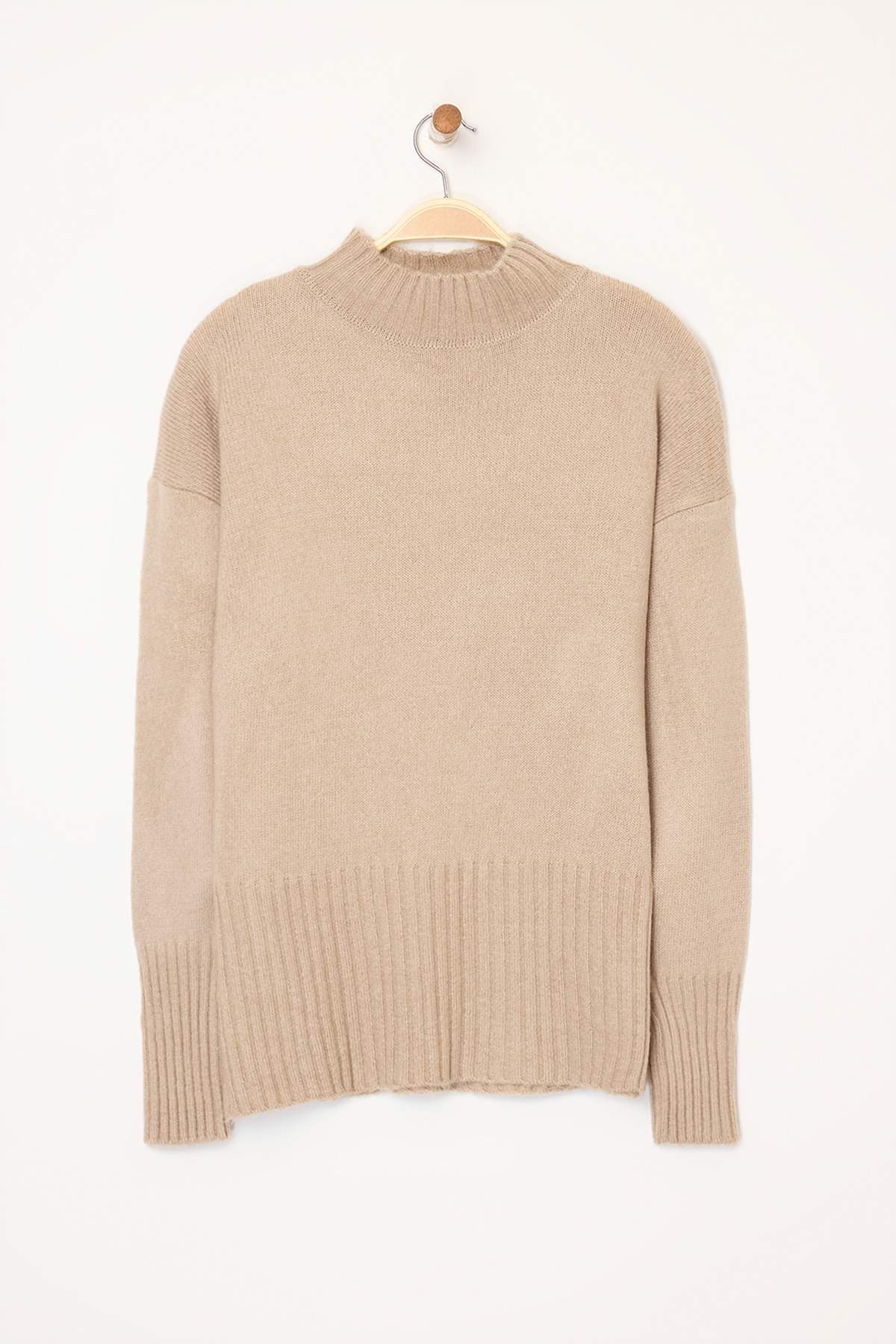 Trendyolmilla  Vizon Geniş Kalıp Yumuşak Dokulu Basic Triko Kazak TWOAW23KZ00490 - Görsel 7