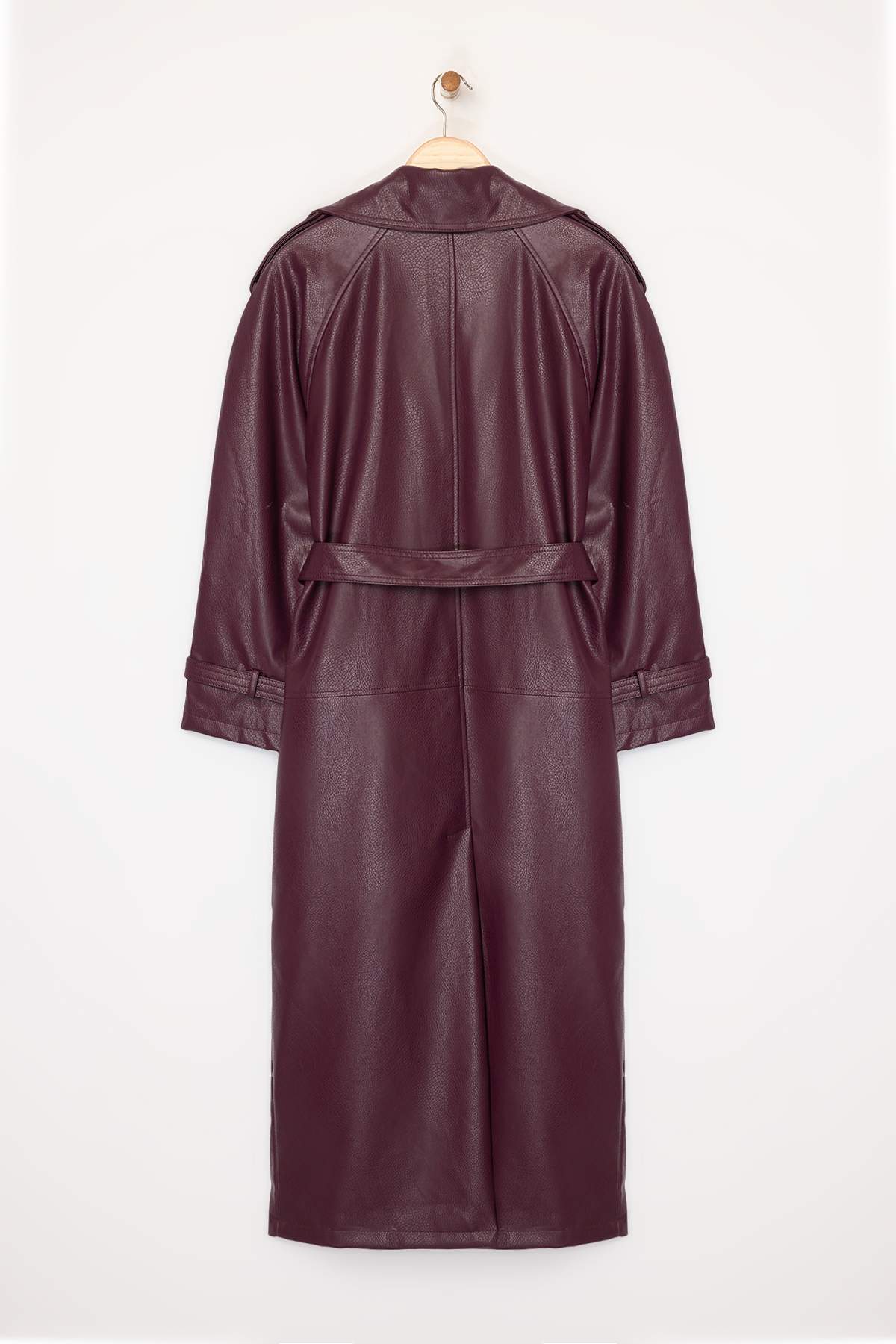 Trendyol Collection-Bordó túlméretezett öves kabát - limitált kiadású TWOAW25TR00003 8