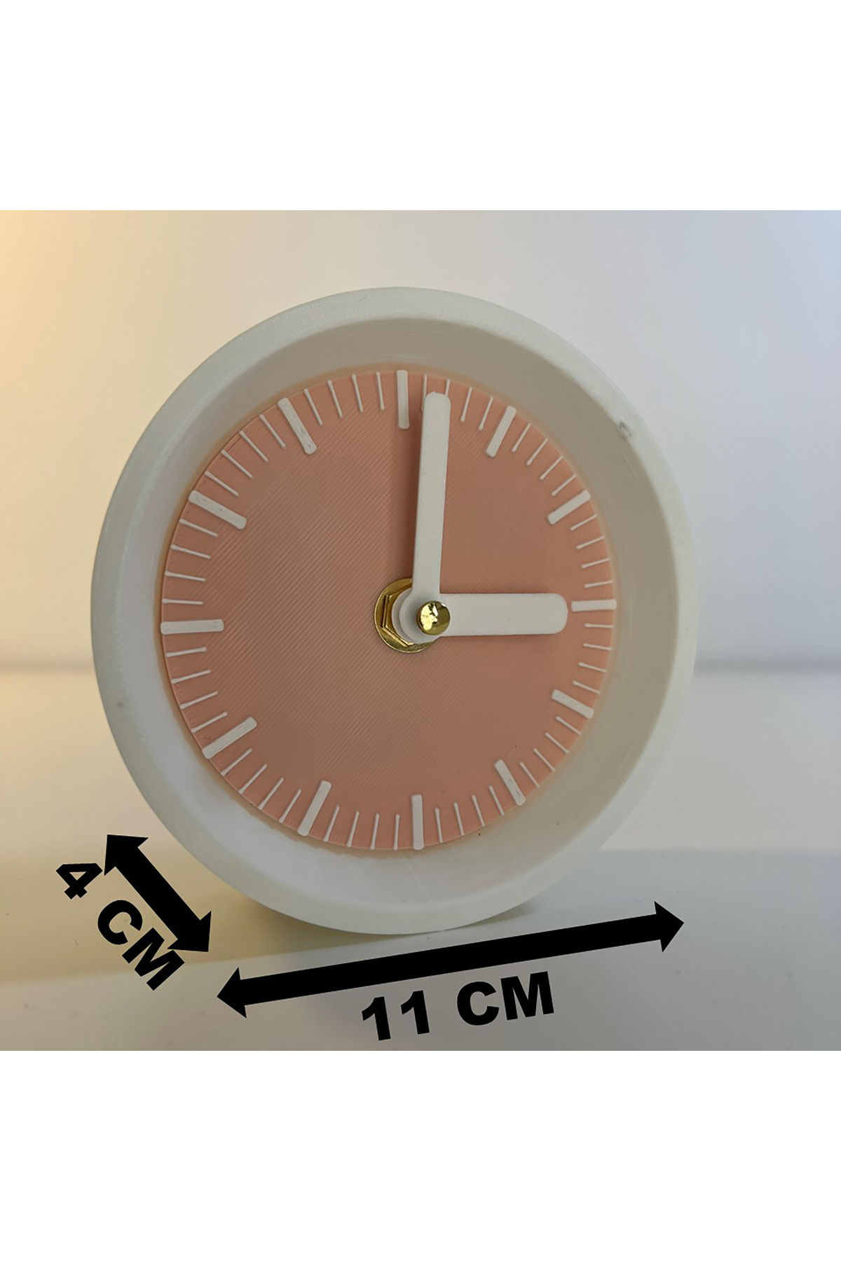 OEM-Decorative clock "Kaleia", 11 cm, light pink, 3D printed from PLA (Bioplastic) 8