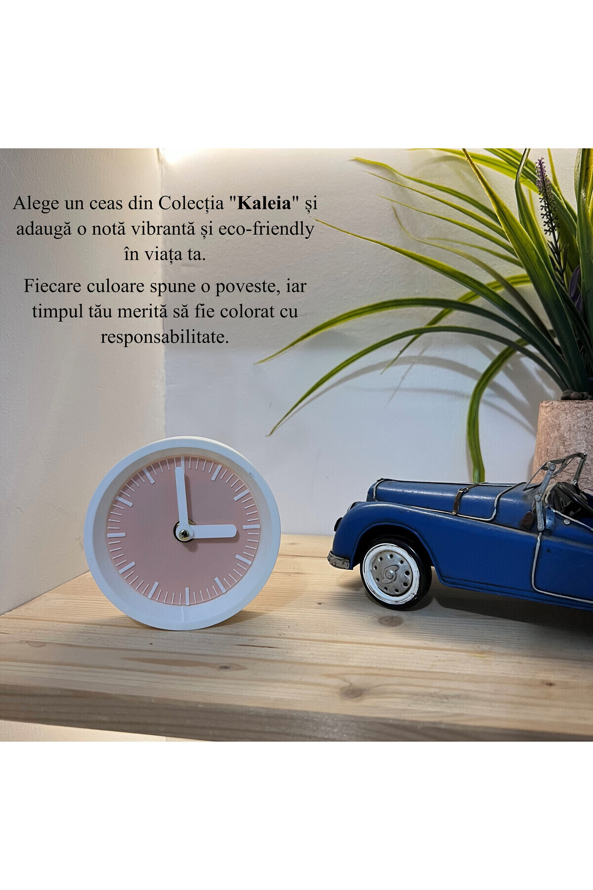 OEM-Decorative clock "Kaleia", 11 cm, light pink, 3D printed from PLA (Bioplastic) 4