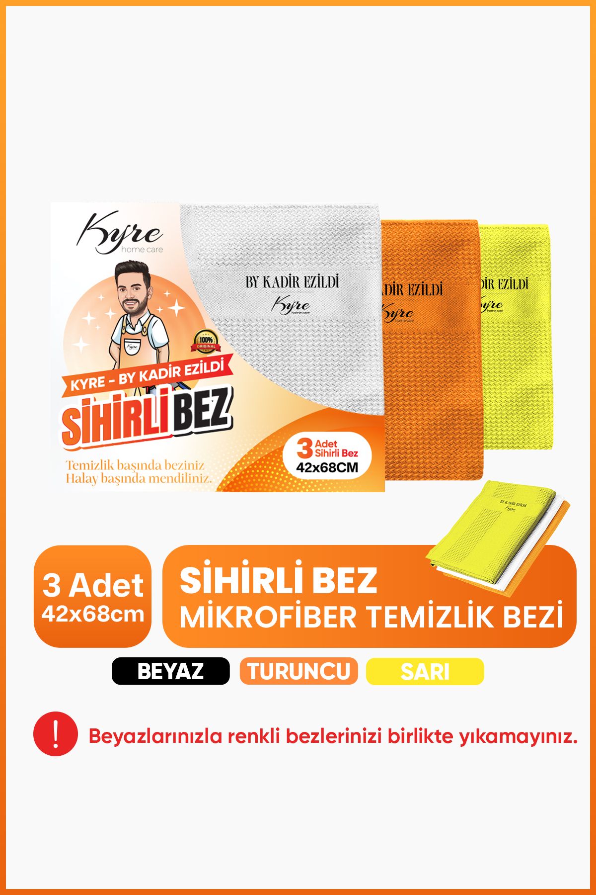 Kyre Sihirli Bez 3 Adet | Mikrofiber Kumaş | Üstün Parlaklık & Temizlik
