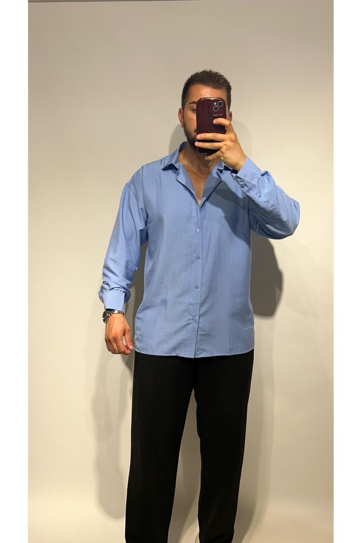 ensbutik Oversize Çizgili Gömlek