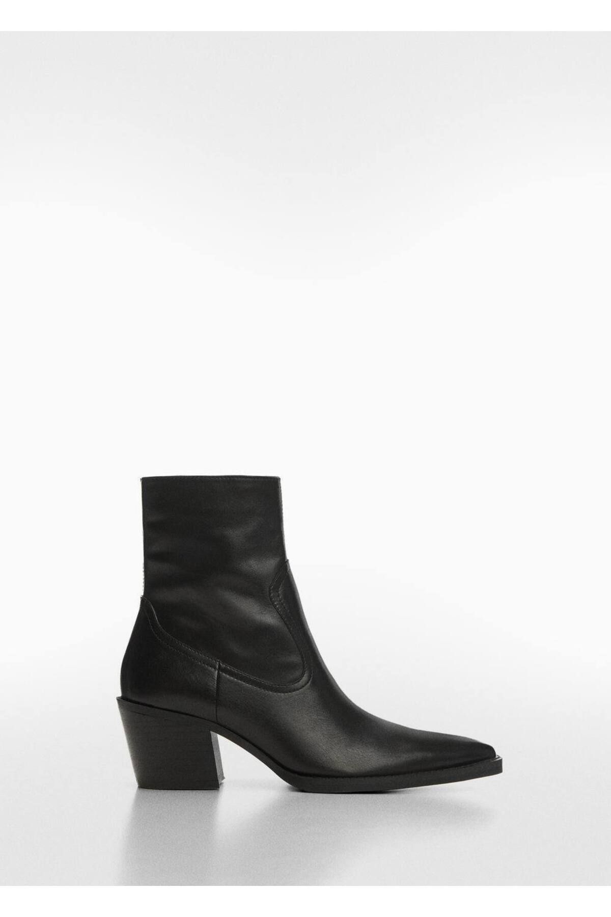 MANGO Woman-Spitze Stiefeletten aus Leder - Spitze detailliert 3