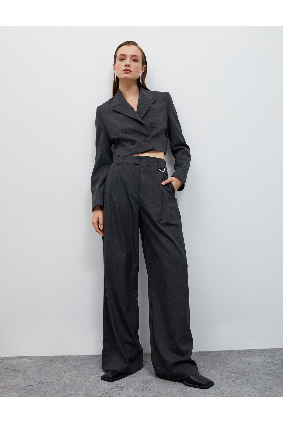 Koton-Crop Double Breasted Blazer Jacket 2
