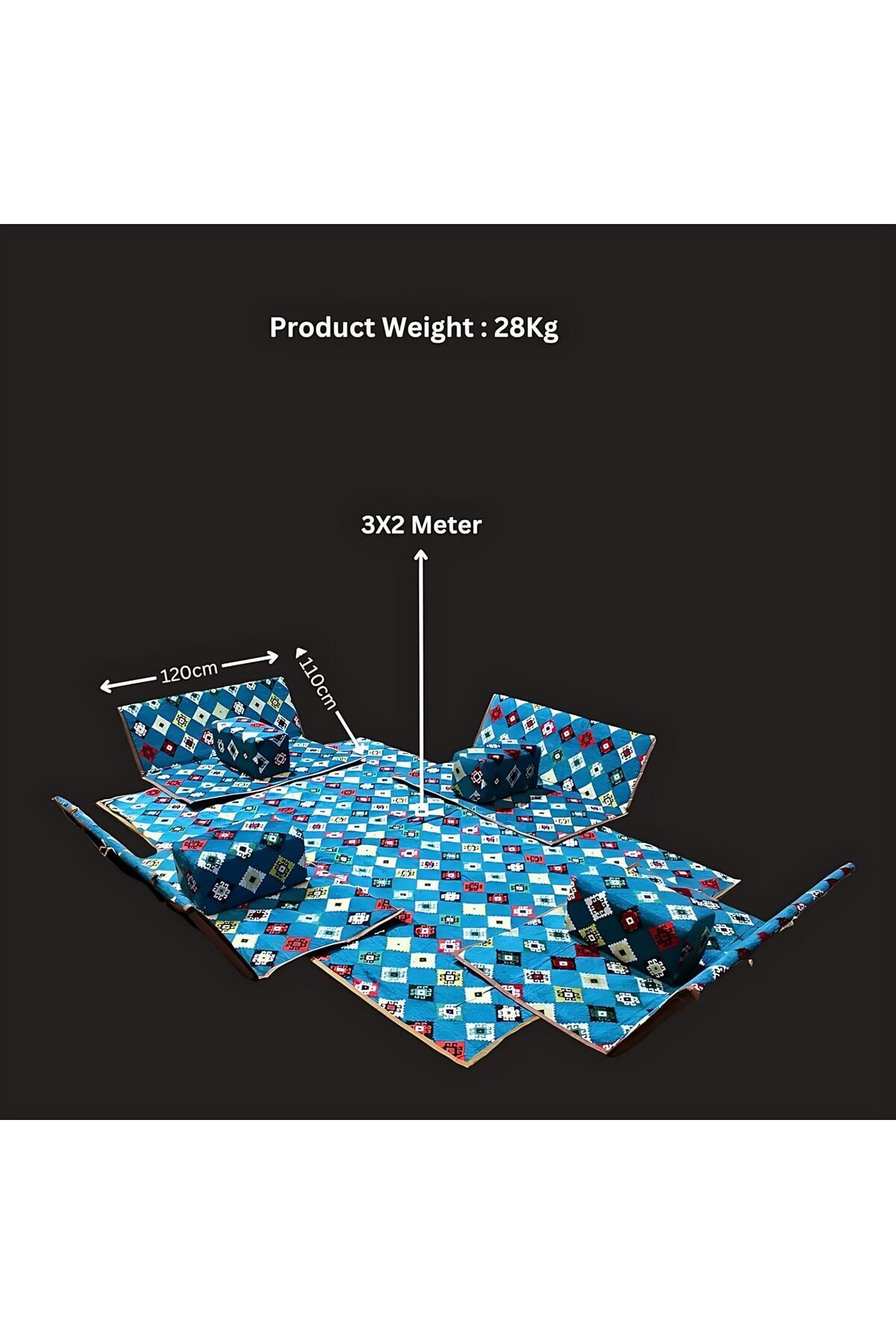 طقم جلسات أرضية للحوش والرحلات البرية تتسع 8 أشخاص – قماش سوري