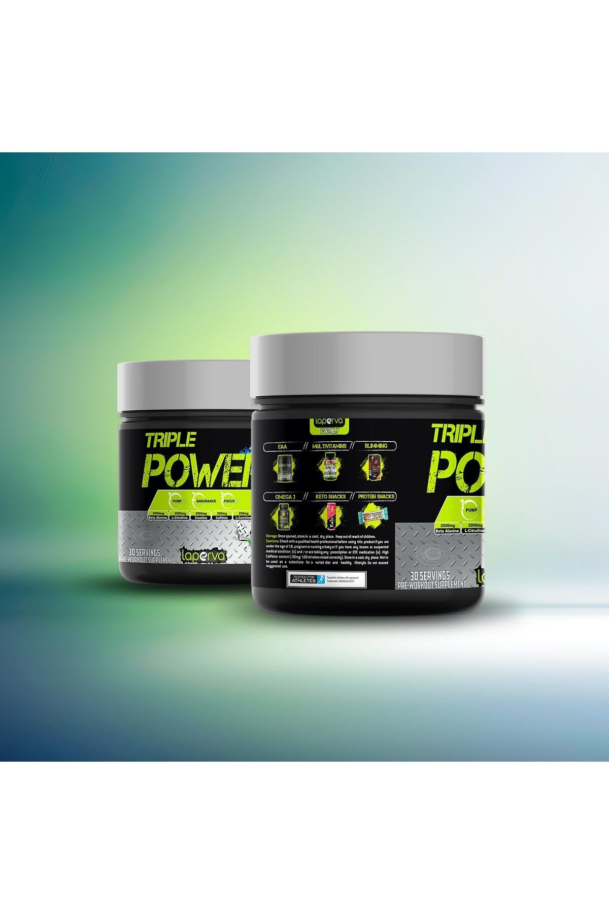 Laperva-Triple Power Pre-workout, Blue Raspberry,performance Booster With Beta-alanine, Creatine, And Bcaas, 3