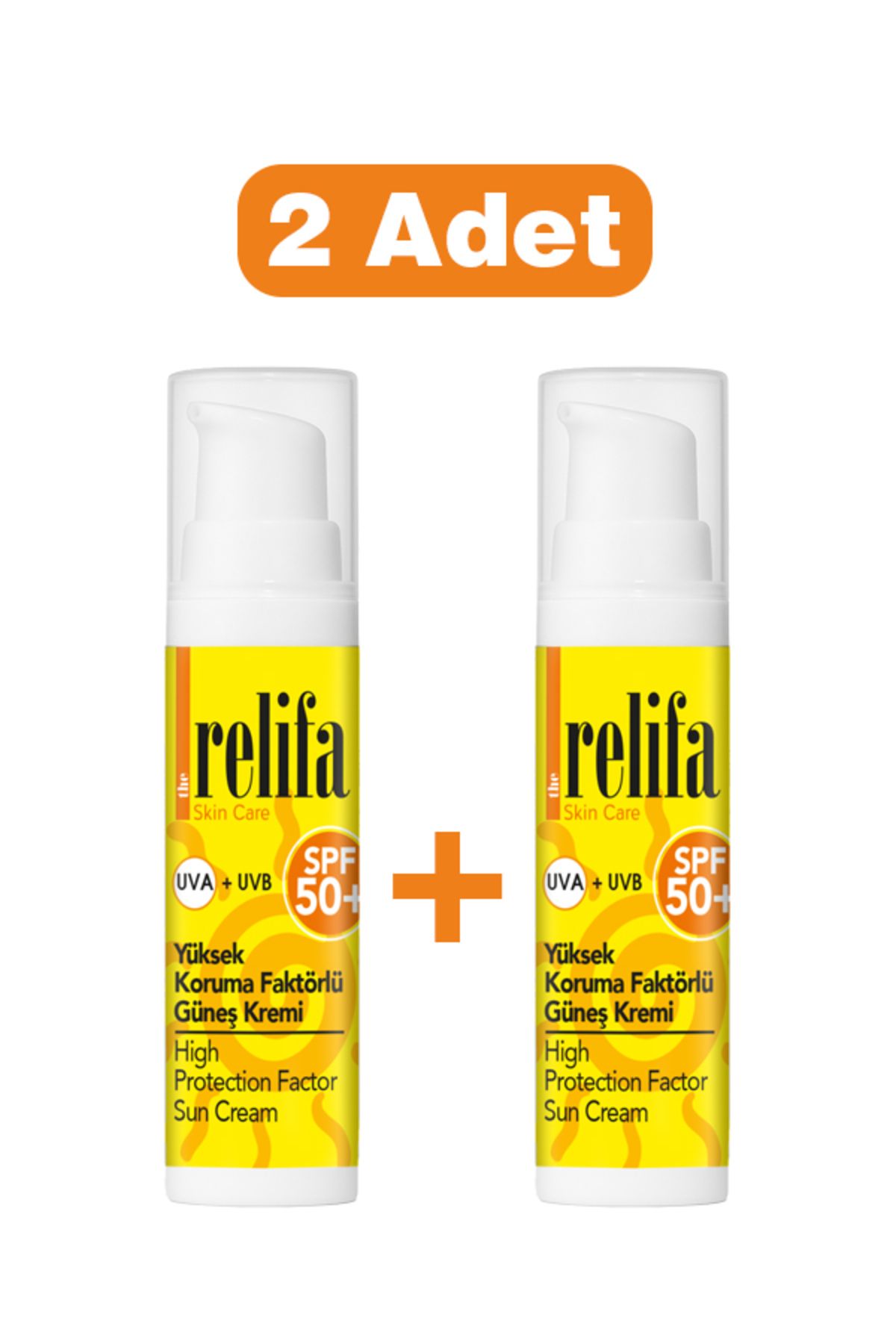 The Relifa Relifa SPF 50+ Güneş Kremi 2'li Set | 15 ml Airless Ambalaj | El ve Yüz İçin | Çanta Boy