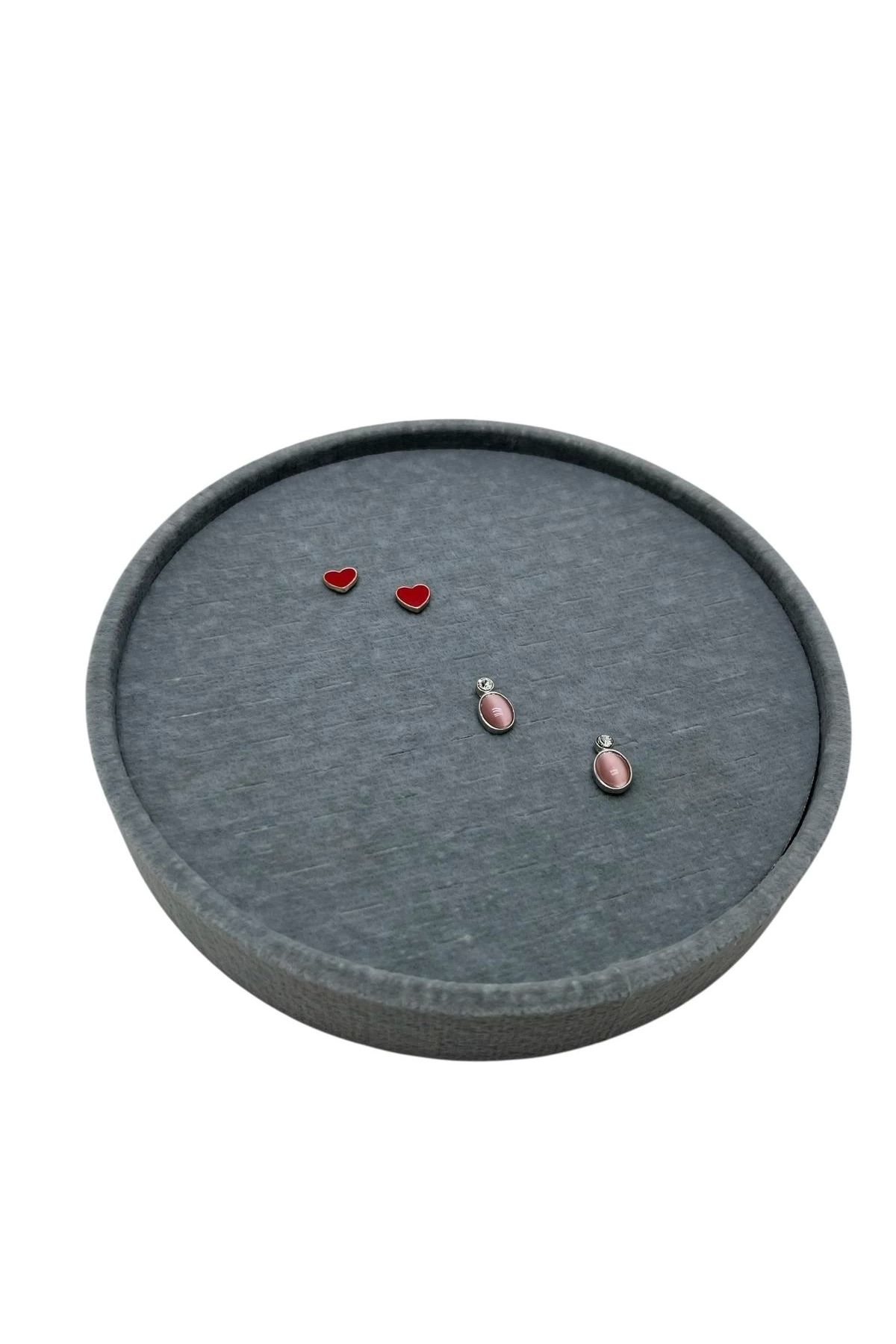 MeGass Dekor Silindir Model Süet Kumaş 20/20 cm Batırmalı Küpe-Piercing Tablası