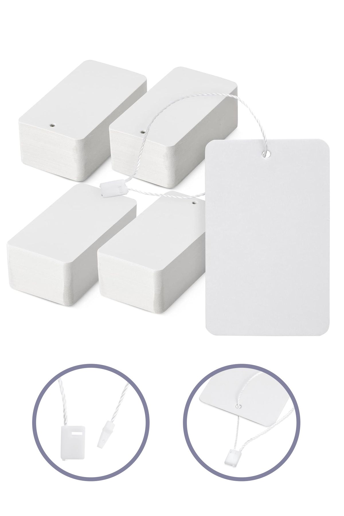 Quun Beyaz Ipli Ürün Etiketleri Raf Fiyat Etiketleri 50 Adet 5x9 Cm