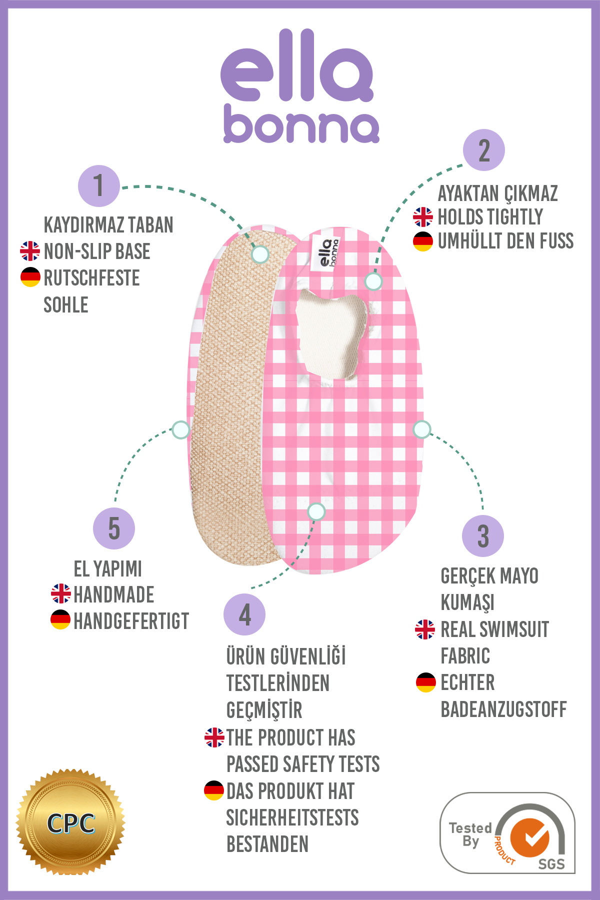 Ella Bonna-Protiskluzová podrážka, Unisex Baby, Dětské boty do moře, Boty k bazénu, Růžový pruh 5