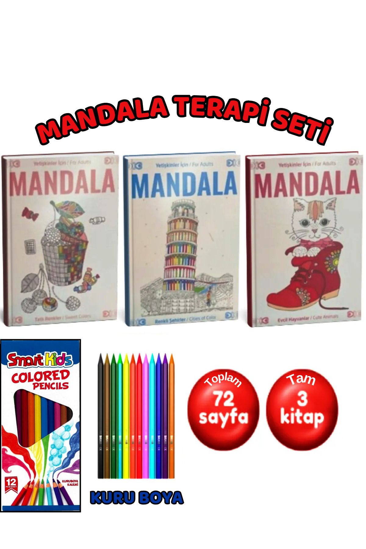 GÖNÜL YAYINCILIK Mandala Büyükler Için Boyama Seti - Kitap Ve Kalem Hediye