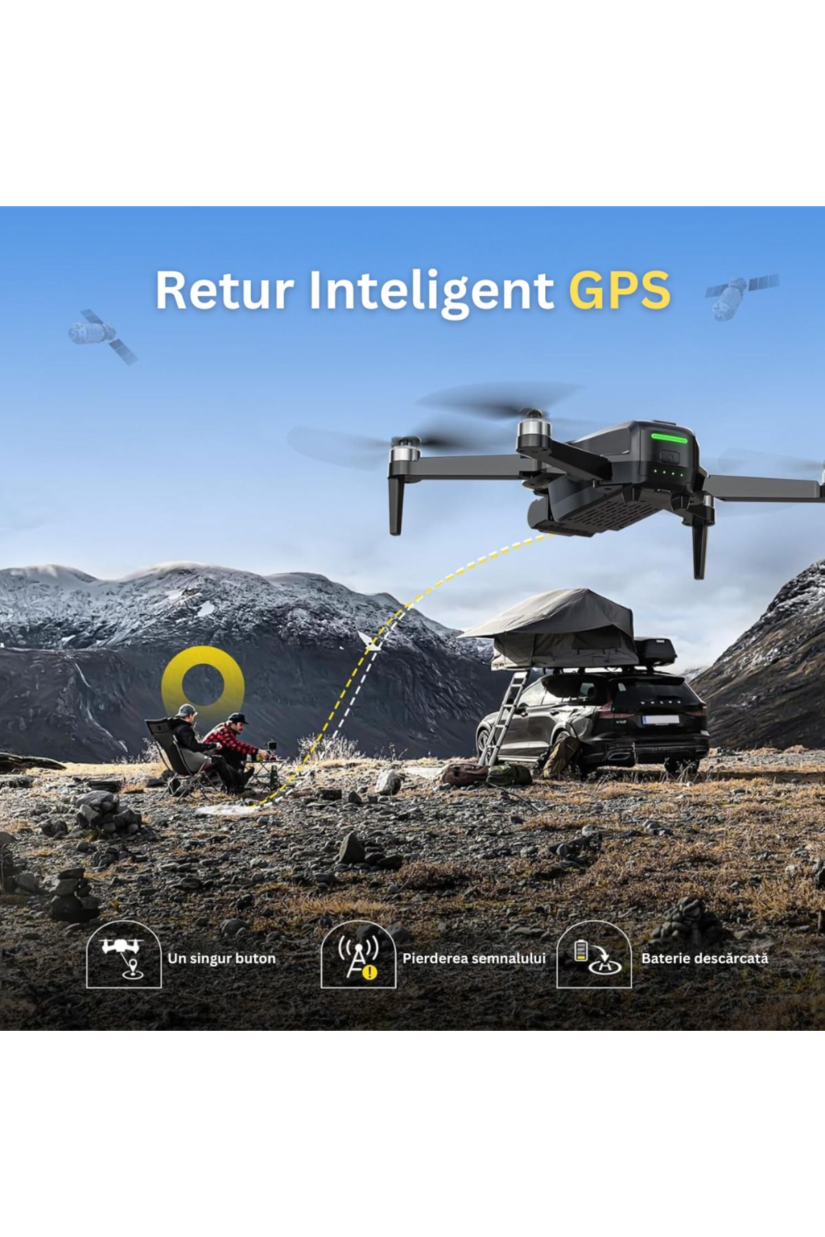 Velixo-Dronă D65, Cameră 4K, WiFi 5G, GPS, Revenire automată, Gimbal pe 2 axe, EIS, 26 min, Pliabilă, USB, Geantă, Aplicație 3