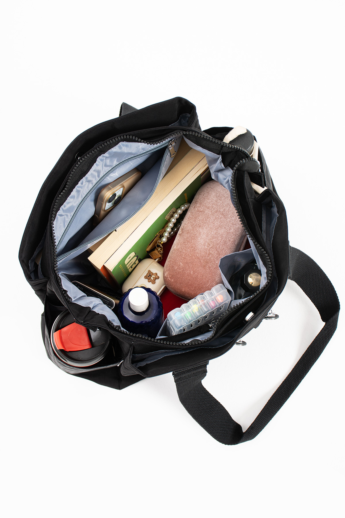 Sanmorris  Kadın Büyük Boy Bölmeli Suya Dayanıklı Krinkıl Kumaş Çapraz Ve Omuz Askılı Koyu Gri Renkli Çanta S-3 - Görsel 7