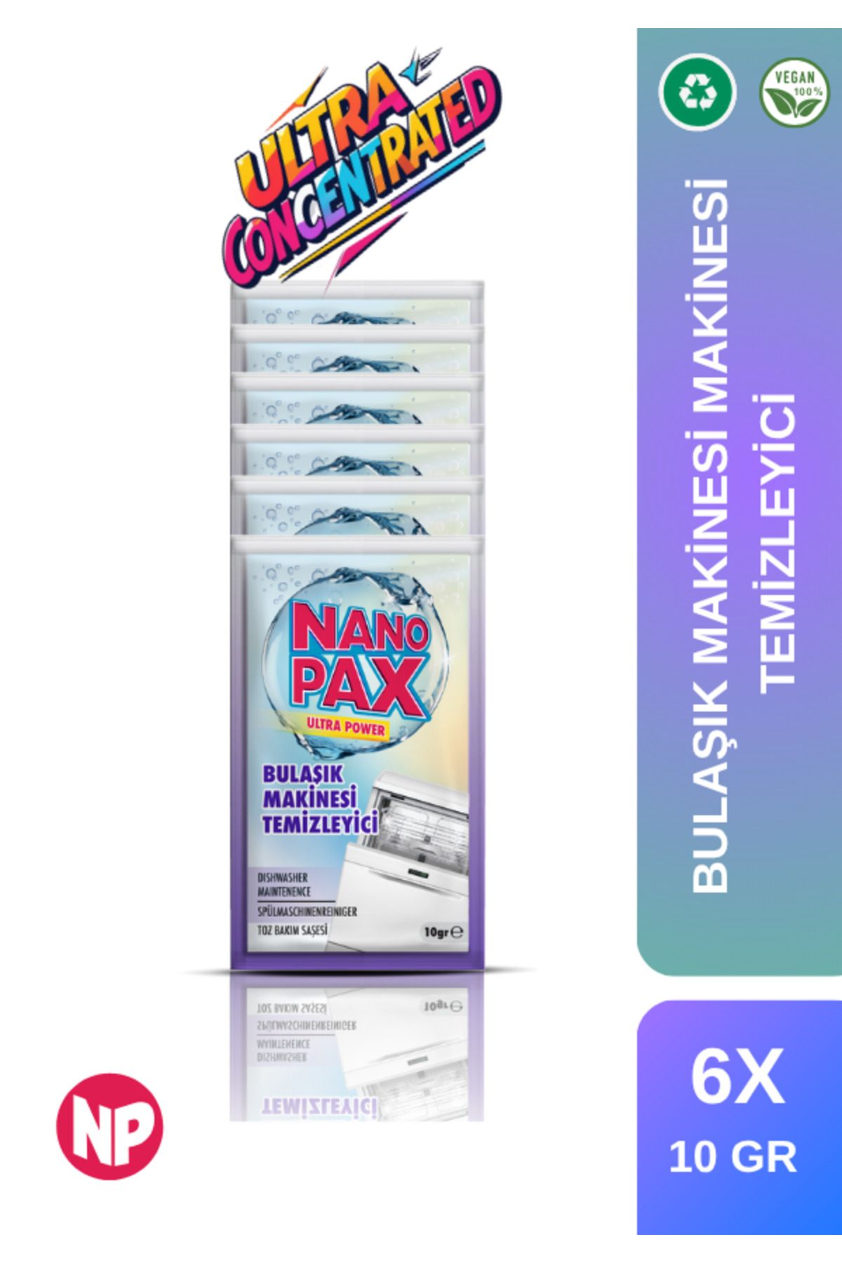 NanoPax 6 Adet Bulaşık Makinesi Makinesi Temzileyicisi Ve Bakım Tozu (4 ETKİLİ ULTRA KONSANTRE)