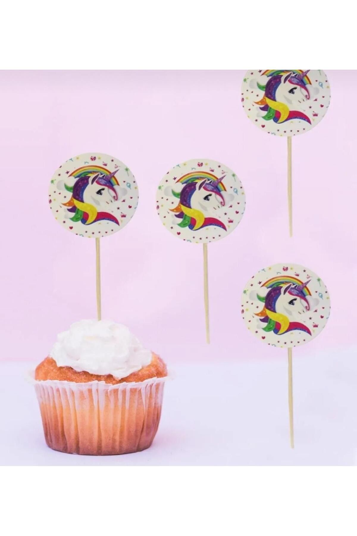 partyrüyası Unicorn Temalı Doğum Günü Pasta Kürdanı Cupcake Süsleme Kürdan