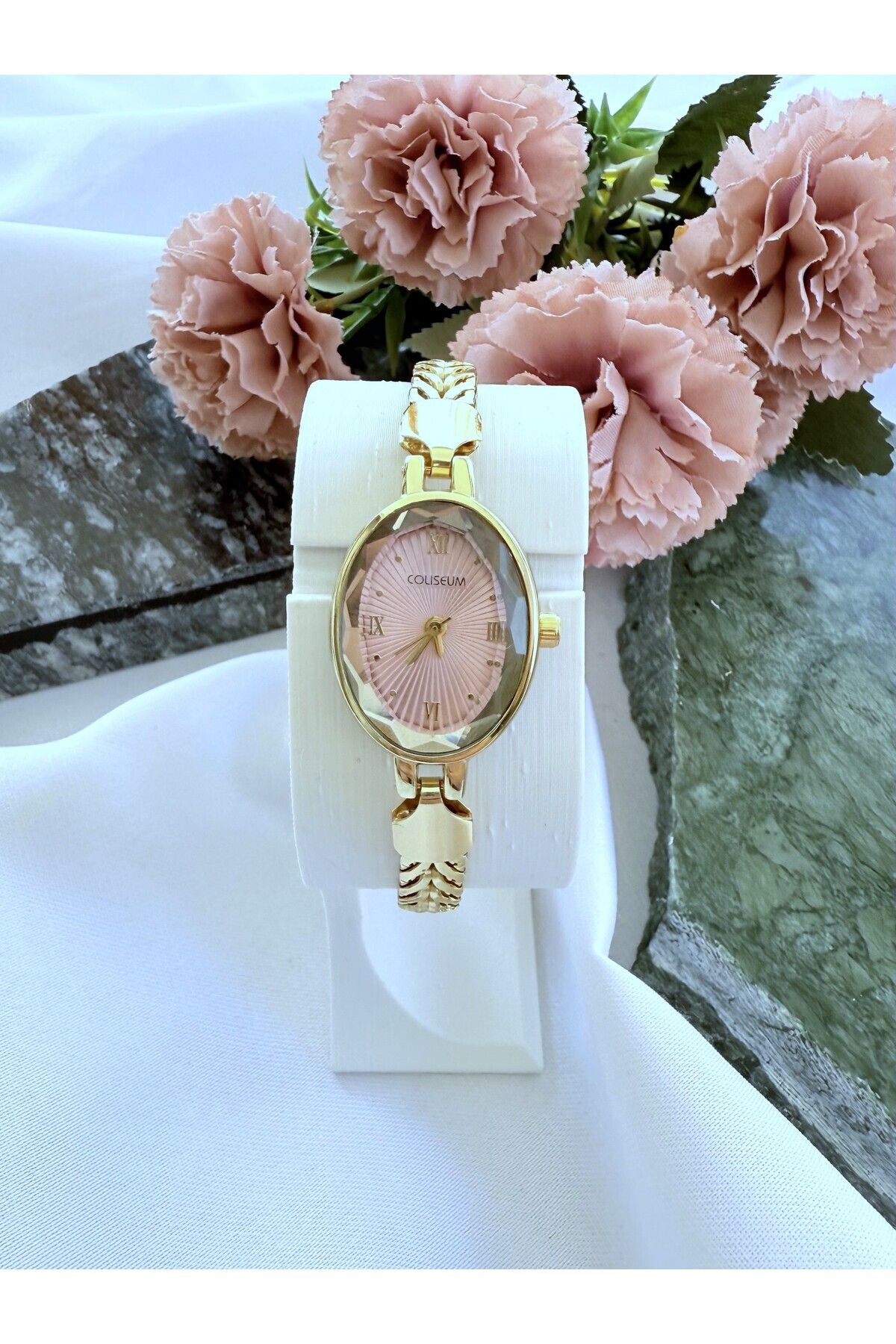 Mazzy Vintage İçi Pembe Gold Kadın Kol Saati