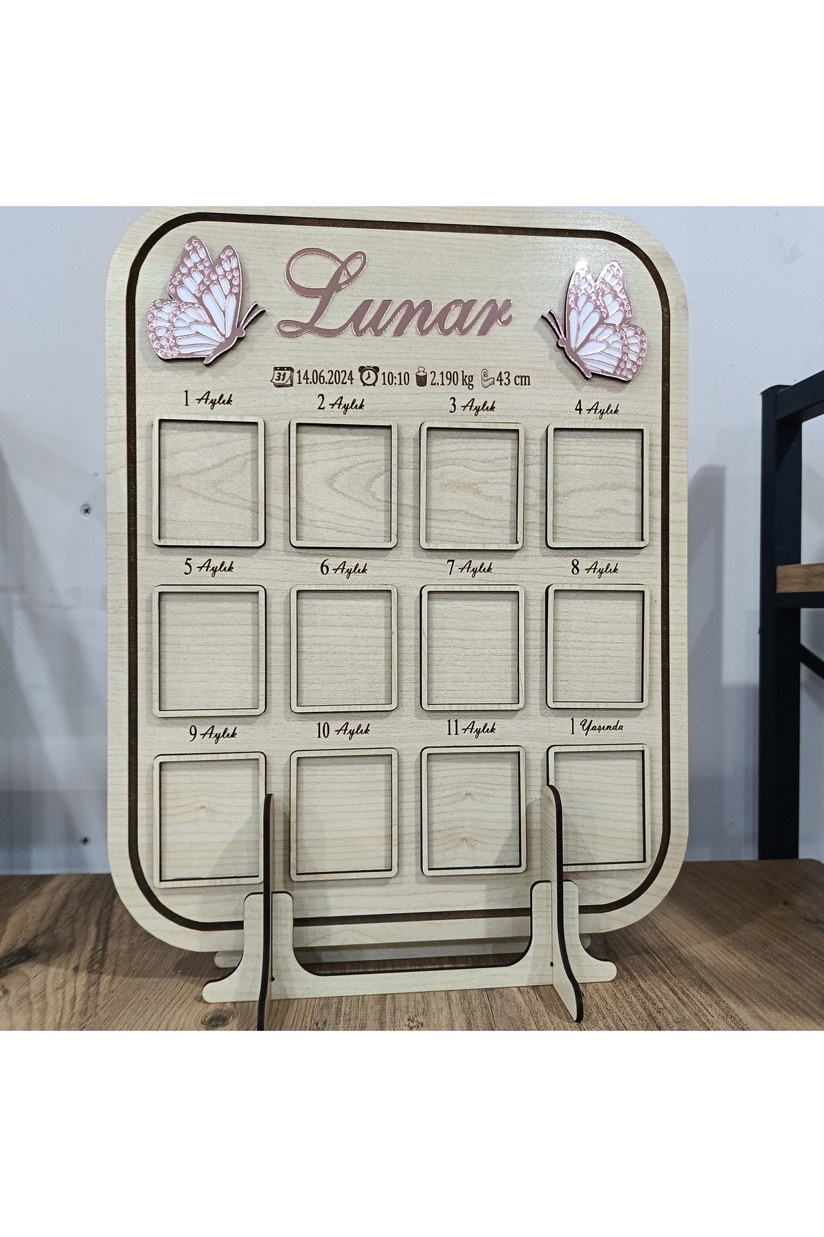 MİSHE TASARIM Ahşap Bebek 1 Yaş Panosu Masa Dekoru Doğum Günü Konseptli fotoğrafı 6 (önizleme)