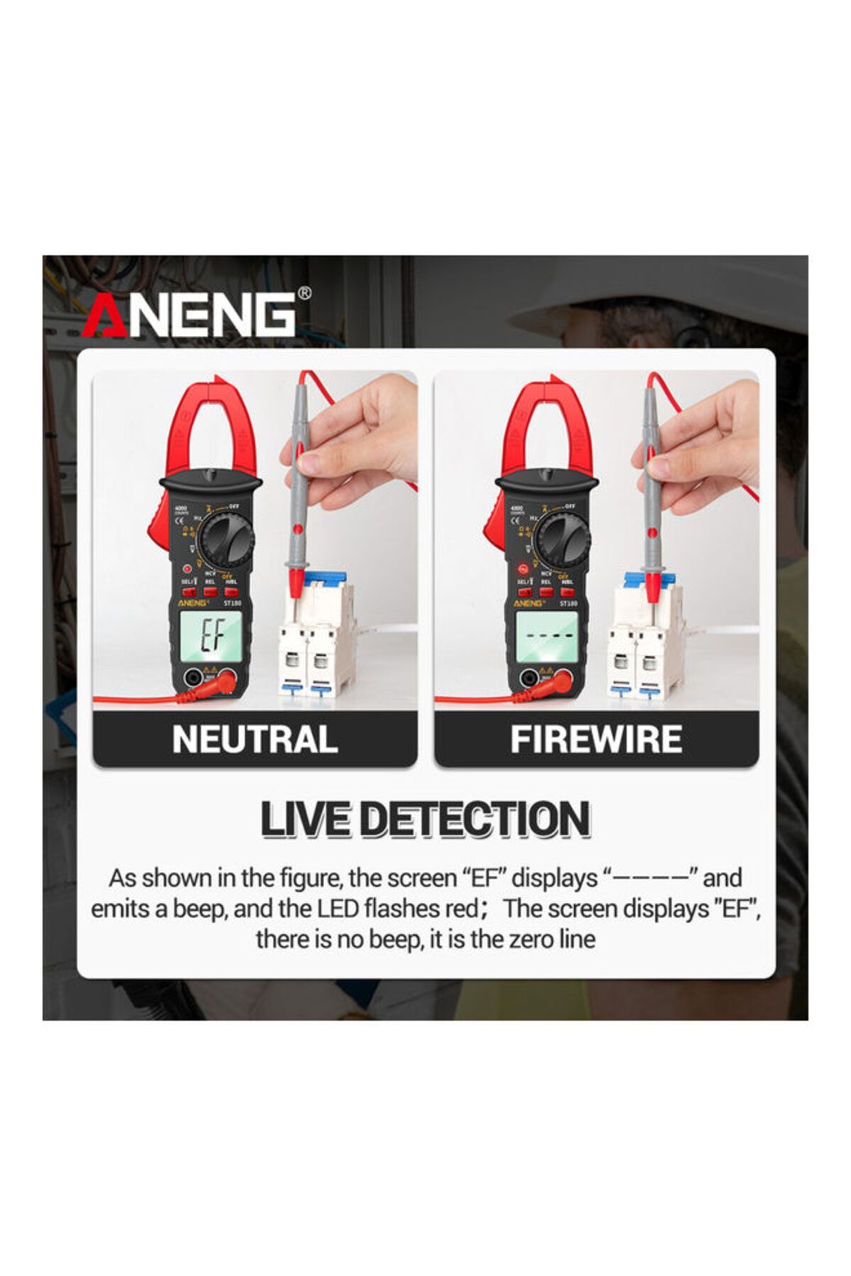 Generic-جهاز قياس التيار الكهربائي الرقمي Aneng St181، 4000 عداد، متعدد القياسات، مقياس التيار الكهربائي، فاحص الجهد 5