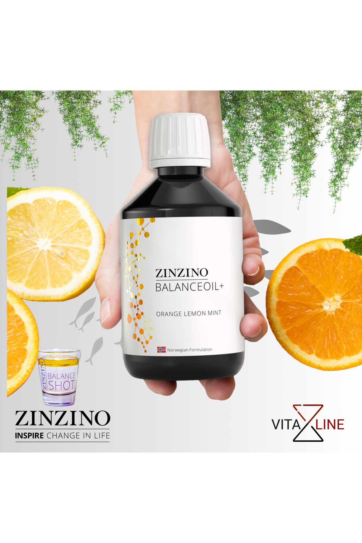 Zinzino Omega 3, D Vitamini, Epa, Dha Ve Polifenollü Yeni Nesil Portakal Limon Nane Aromalı Balık Yağı 300ml
