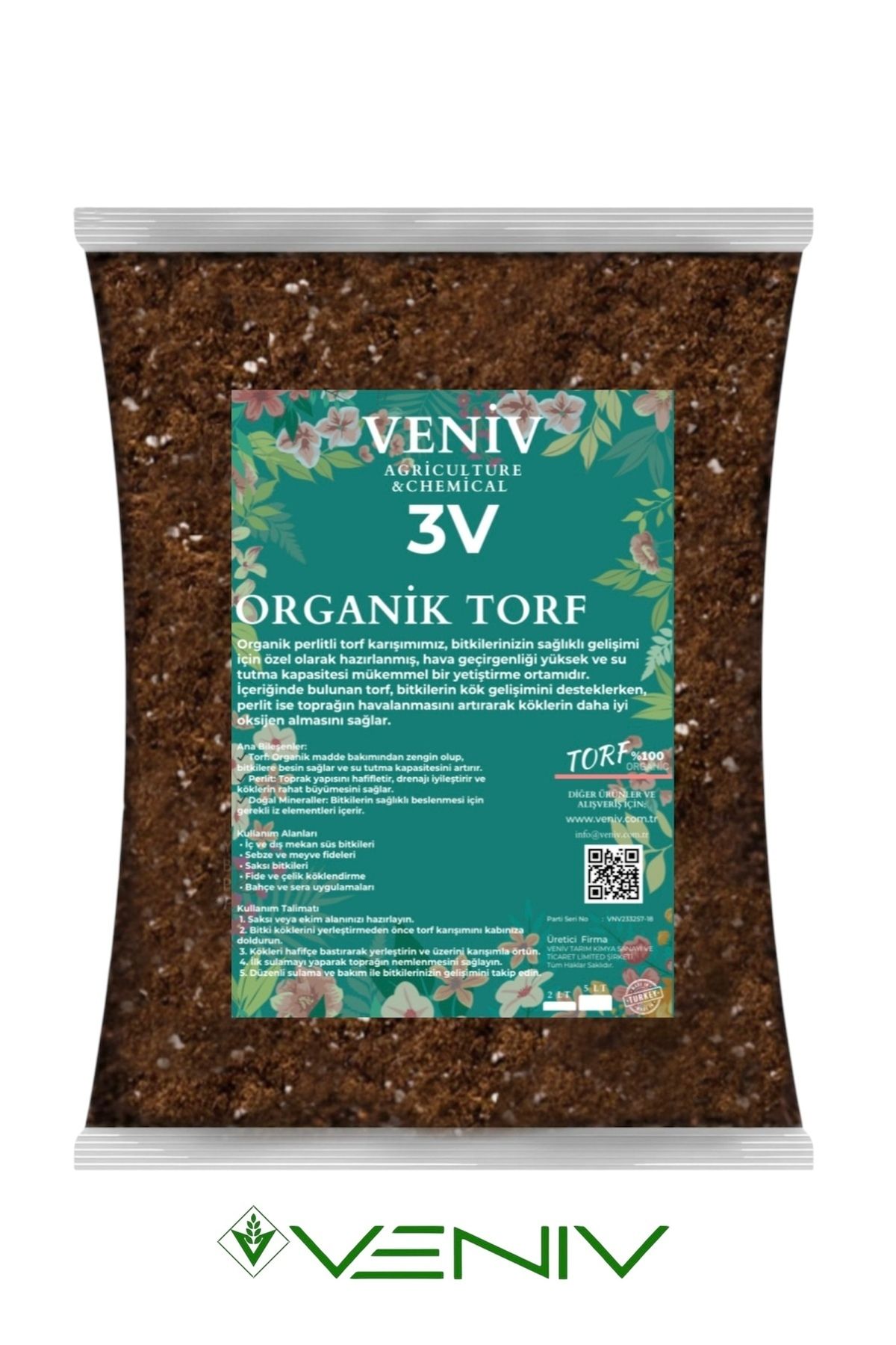 VENİV AGRİCULTURE 3v Bitki Toprağı 5 Litre- Yüksek Kalite Karışım