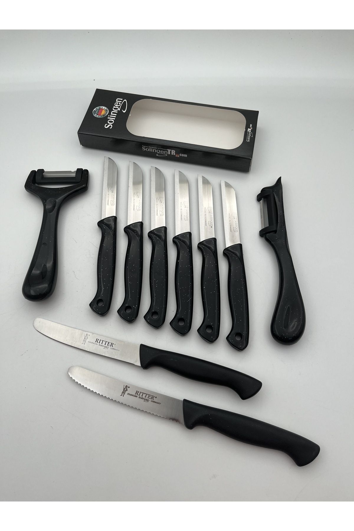 HerkeseUygun Orijinal Siyah Simli Meyve bıçağı, Doğrama Bıçağı ve Soyacak Full Set 10 Parça