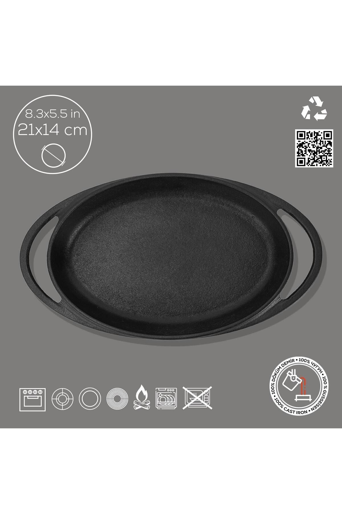 Lava-Cast Oval Sahan Cast Iron Solid Double Handle Size 21x14cm 2