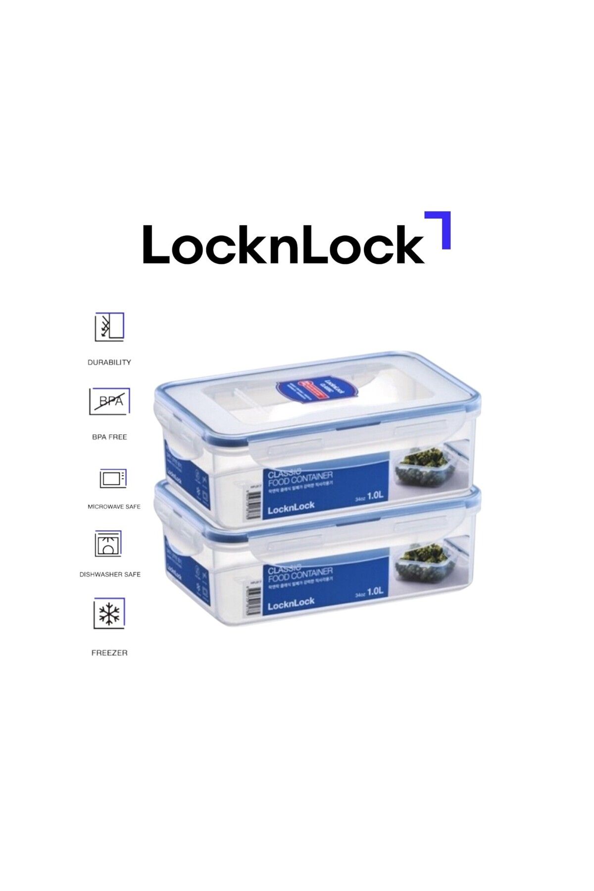 locknlock-Classic Airtight Rectangular Containers 1L Set of 2 1