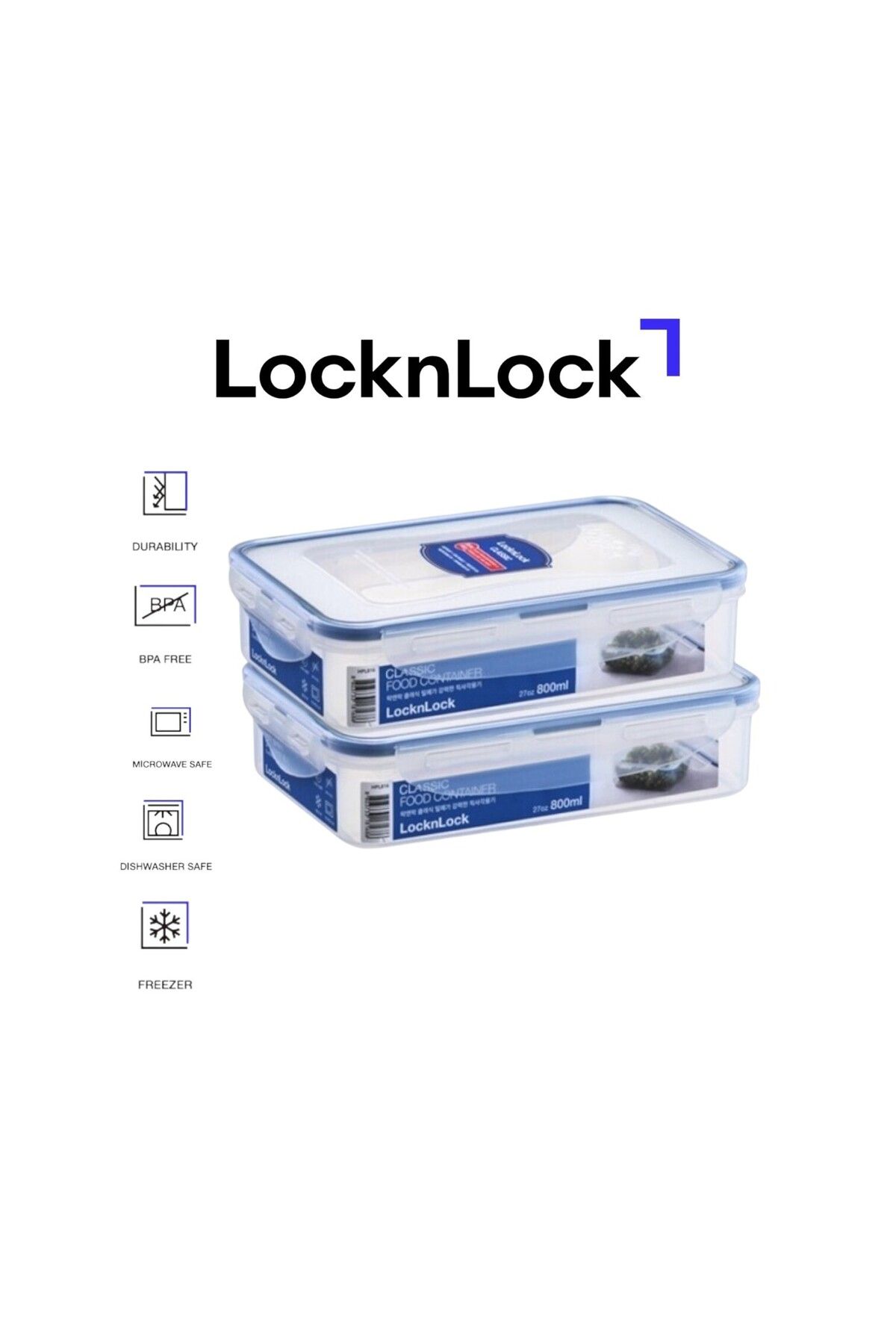locknlock-Classic Airtight Rectangular Containers 800ml Set of 2 1