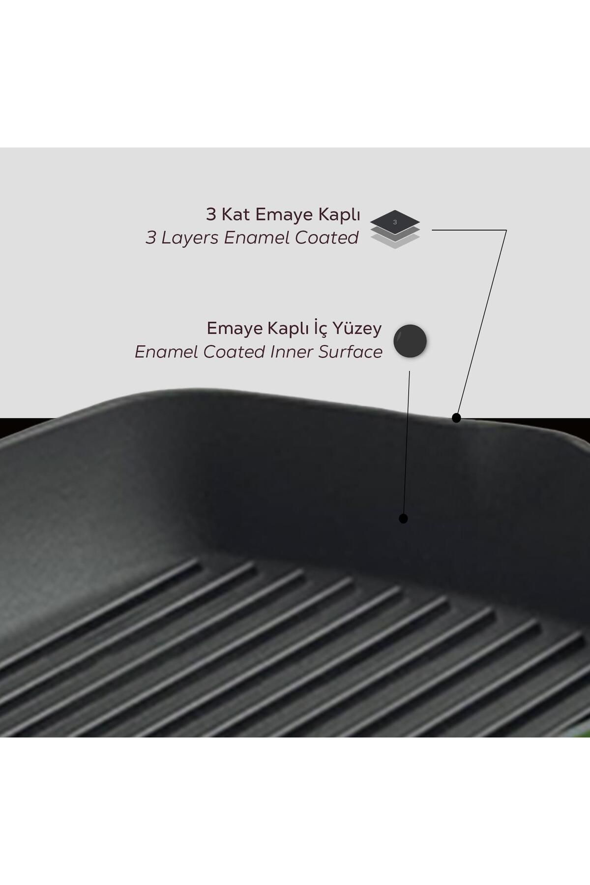 Lava-Cast Square Grill Pan Cast Iron Solid Handle Size 26x26cm 6