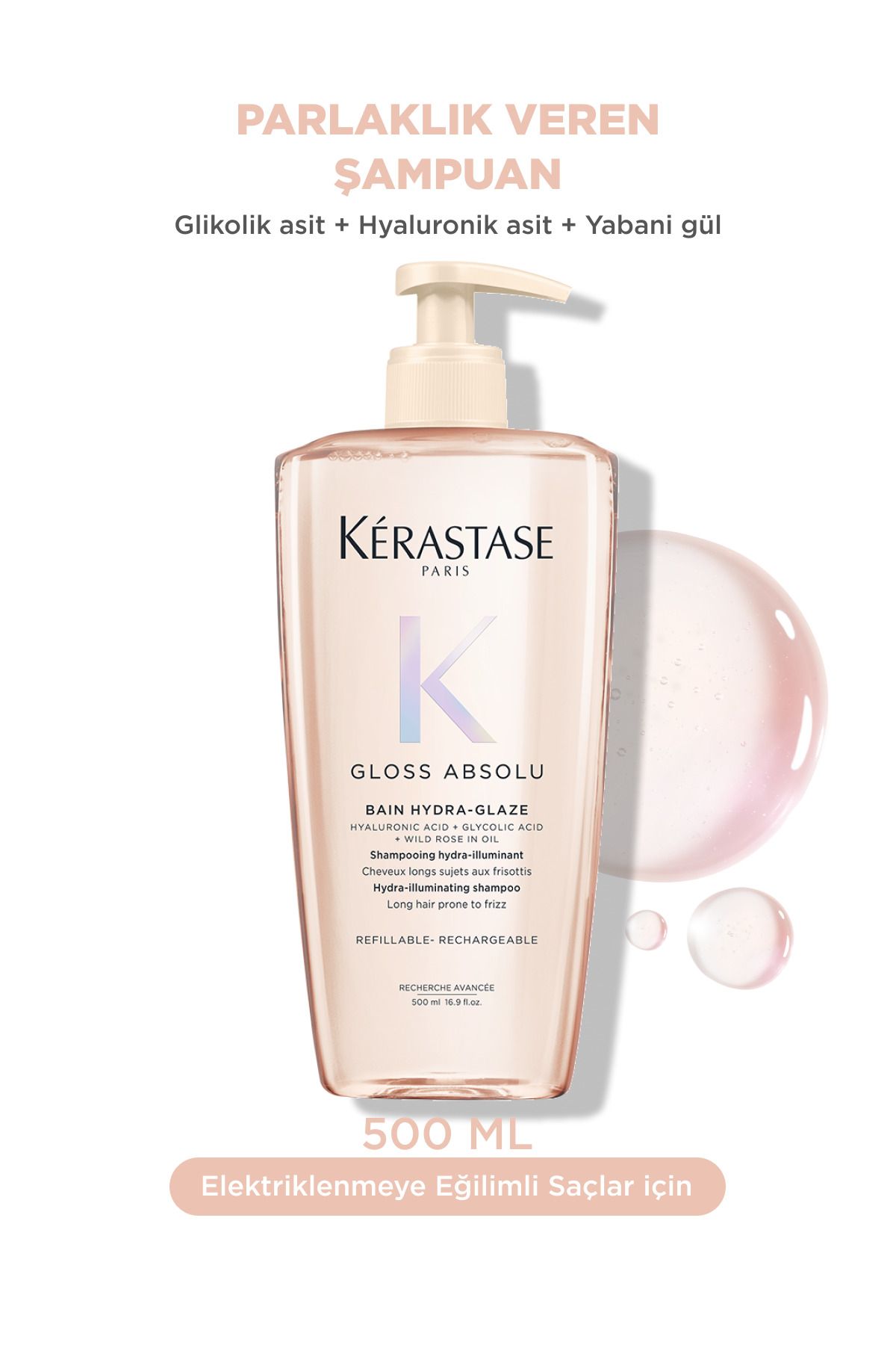 شامپو مردانه و زنانه براق مطلق BAIN HYDRA GLAZE بزرگ پسر 500 میل Kerastase