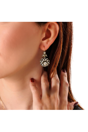 Atelier LEO Handmade Jewellery SULTAN TACI BAKIR EL YAPIMI KRİSTAL TAŞLI KARA...