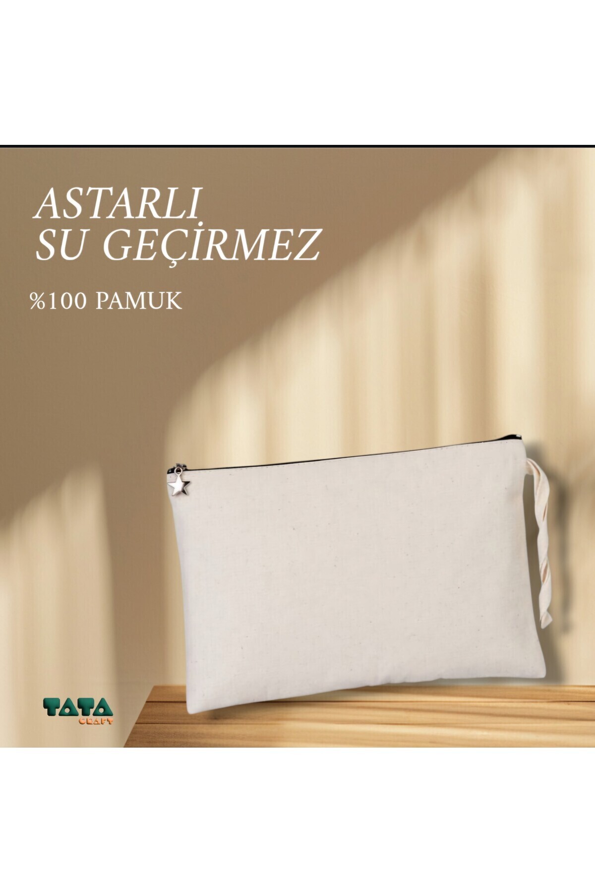 TATA CRAFT Premıum Clutch Kanvas Çanta 320gr 3 Kademeli Ham Renk Su Geçirmez Astarlı 25cmx18cm görsel 8