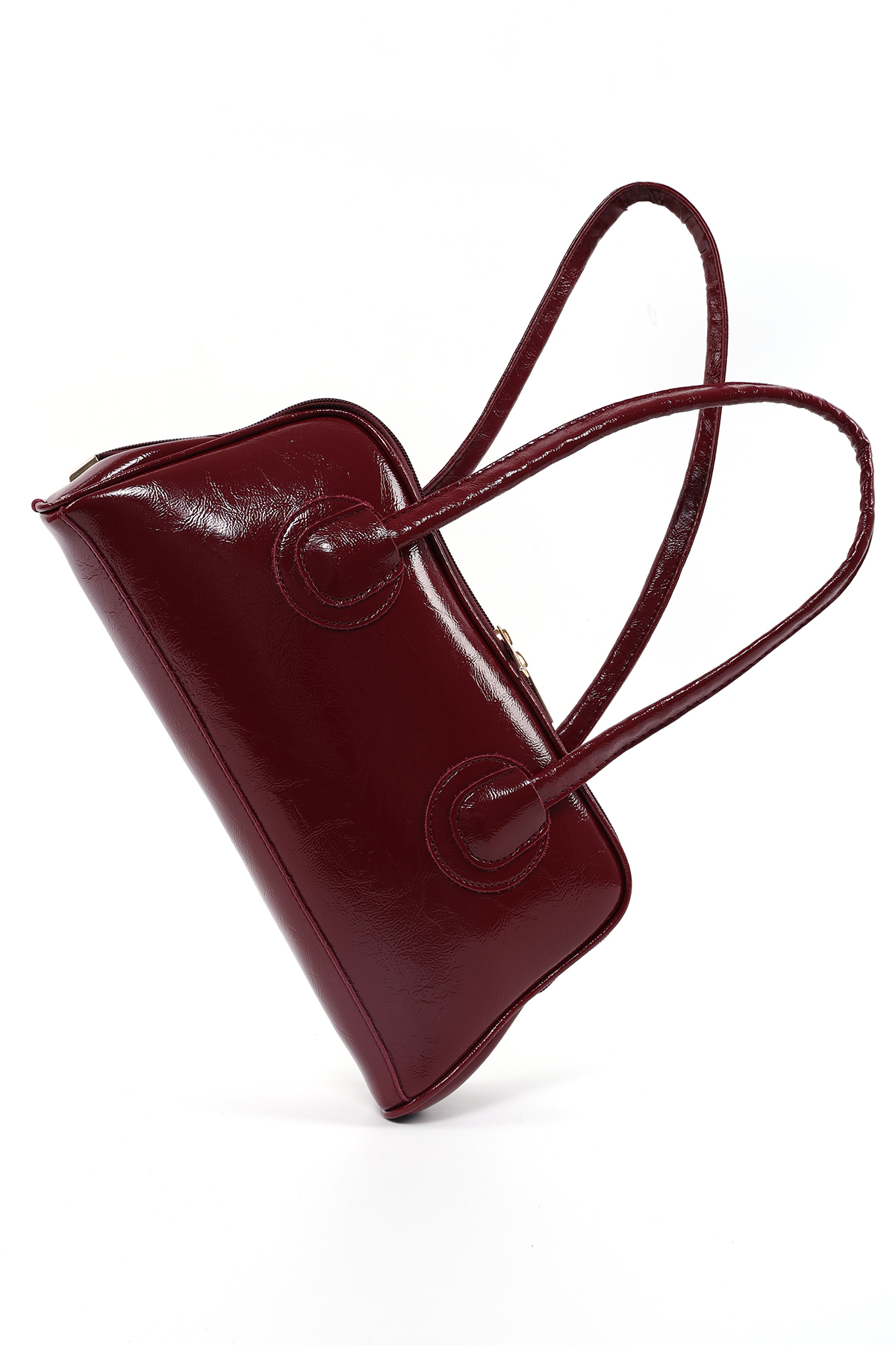 SHAKA Bordo Shk227 Kırışık Dokulu,Suni Deri, Fermuarlı ,Tek Bölmeli ,Askılı El, Kol Ve Omuz Çantası görsel 6