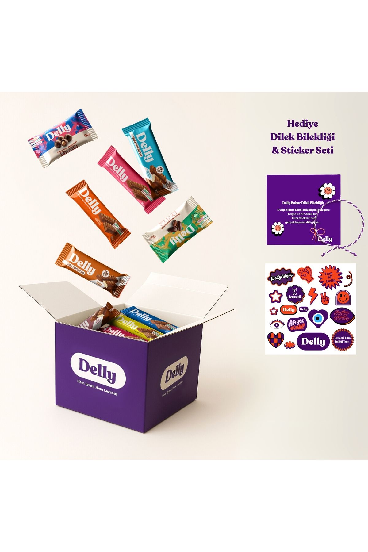 Delly Hediye Paketi - 30 Adet Çikolata Kaplı Yüksek Proteinli Bar, Meyveli Vegan Bar Ve Draje