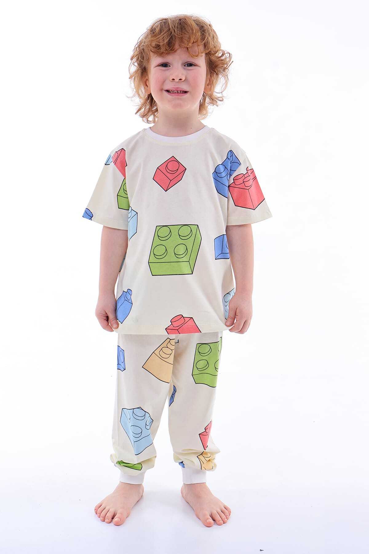 zuzunga Renk Blokları Desenli Çocuk Pijama Takımı fotoğrafı 3 (önizleme)