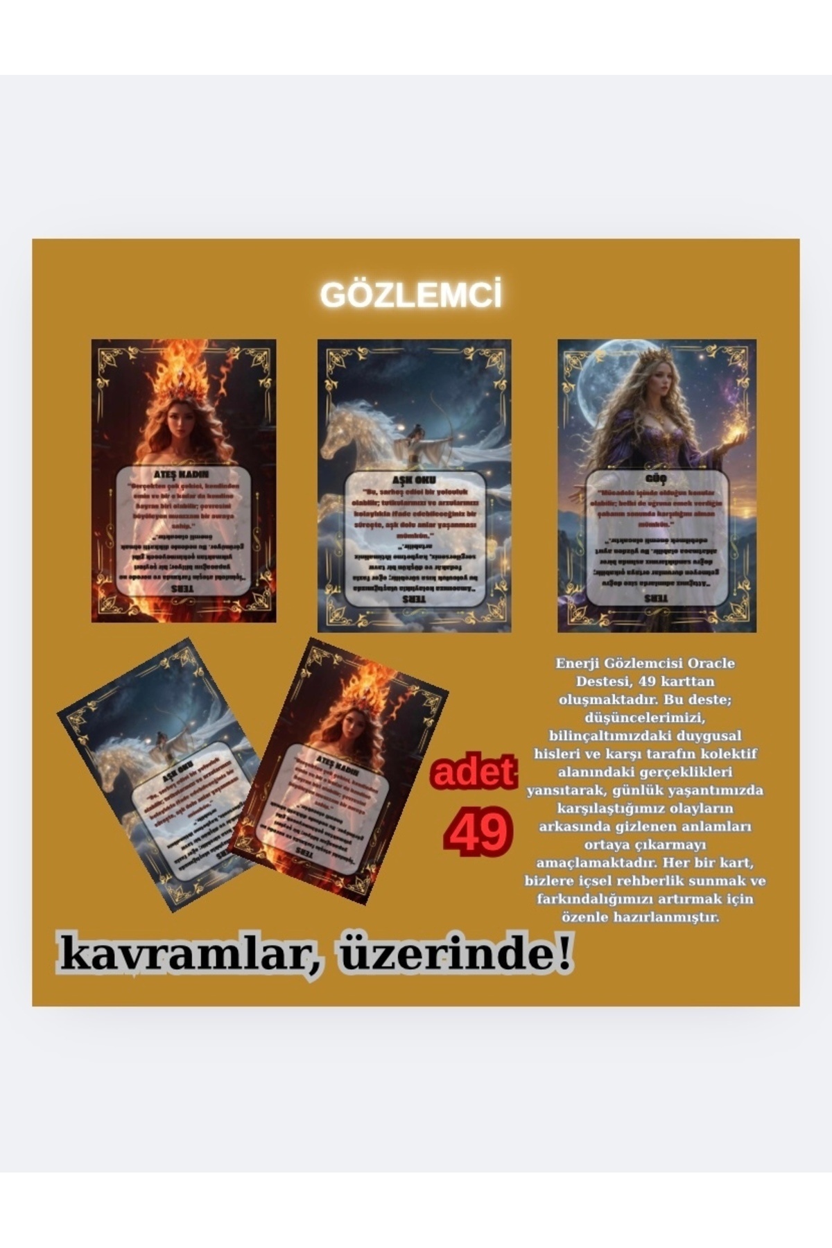 Tarot Enerji Gözlemcisi Kehanet Kartları – 49 Kartlık Spiritüel & Oracle Rehberlik sunuyor