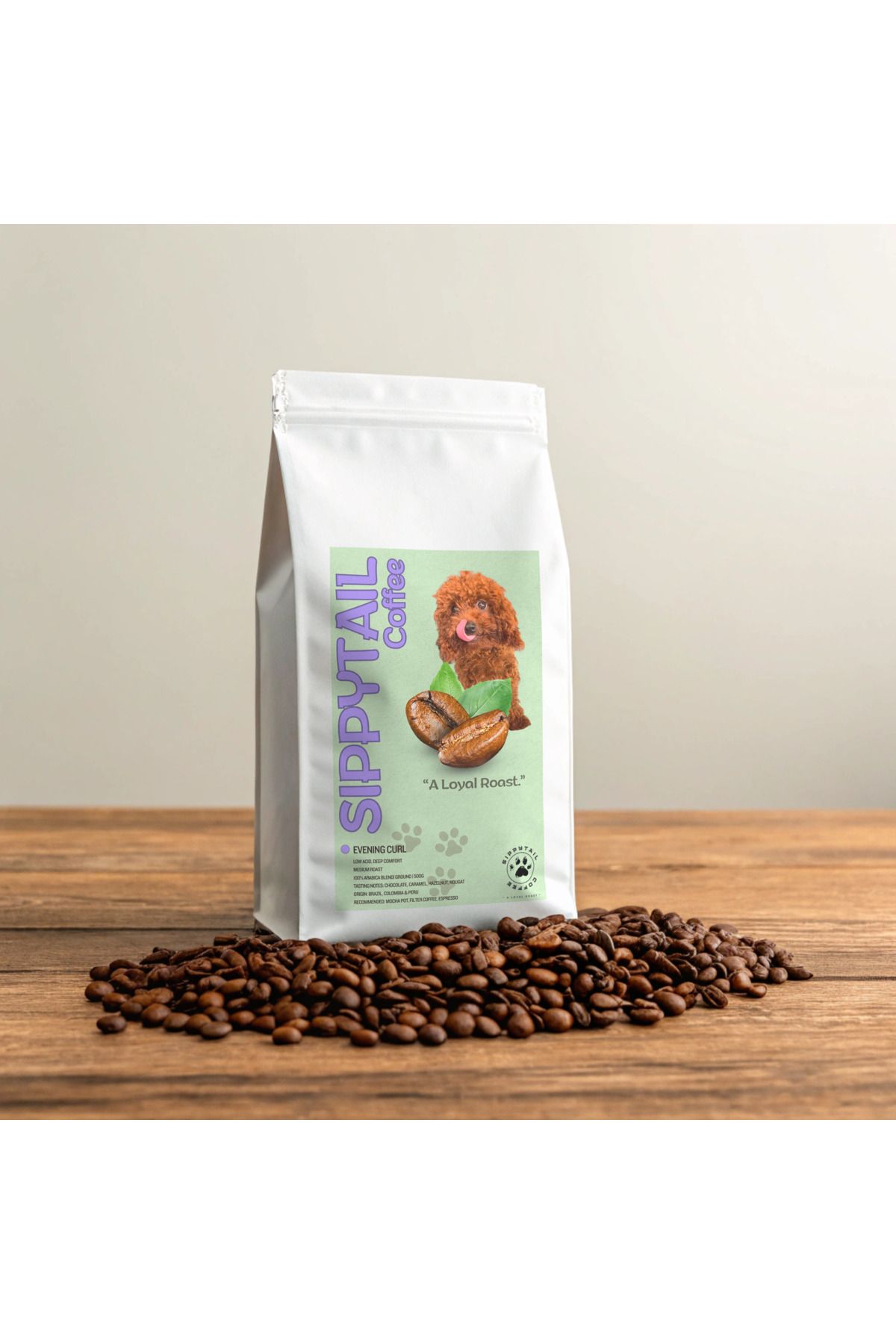 Sippytail Coffee Evening Curl – Peru, Kolombiya & Brezilya Arabica Kahve 500g (Çekirdek veya Öğütülmüş)