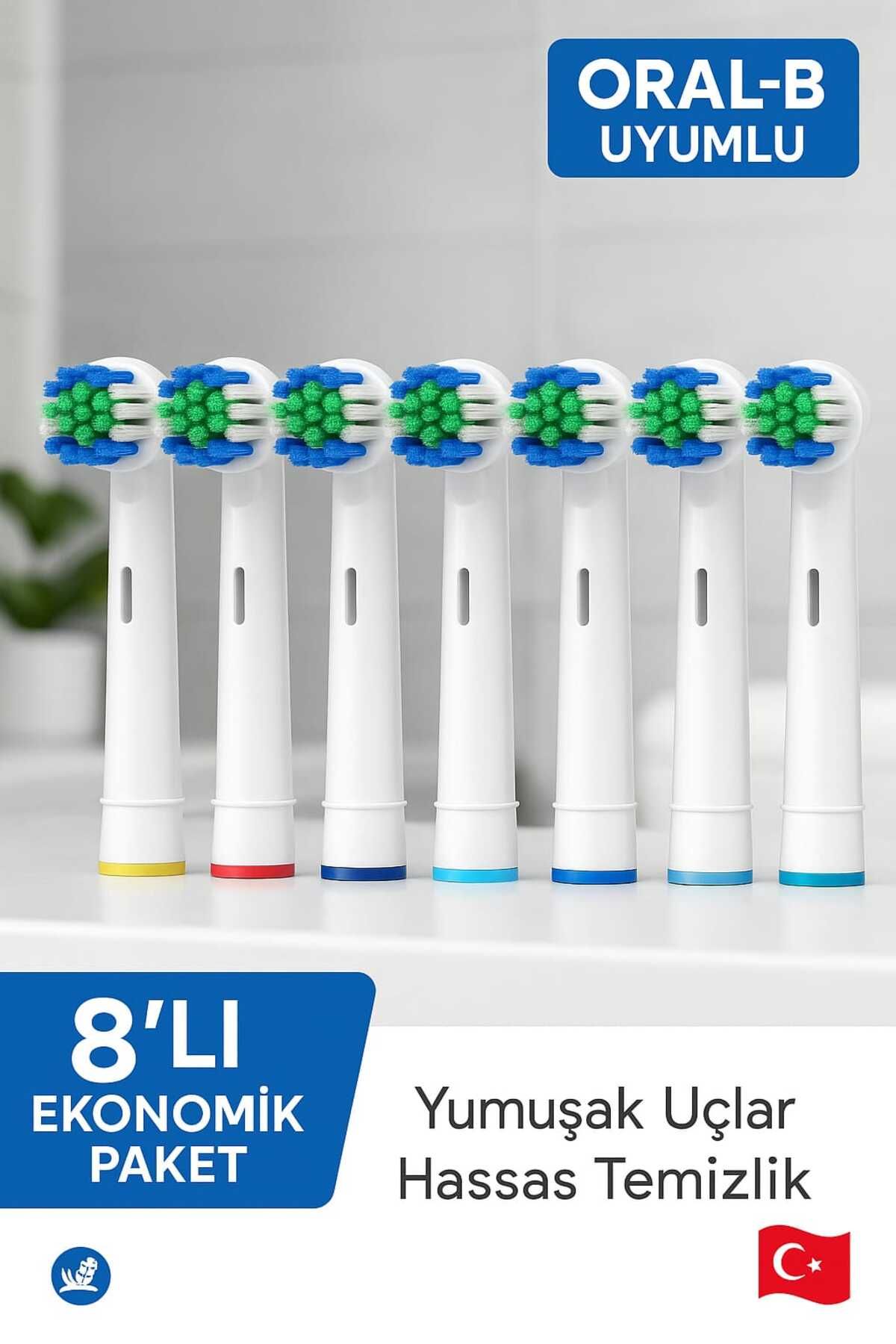 LOVYCO 8 Adet Oral B Muadili Şarjlı Ağız Bakım Diş Fırçaları Uyumlu Muadil Yedek Kafa Yedek Fırça Başlığı