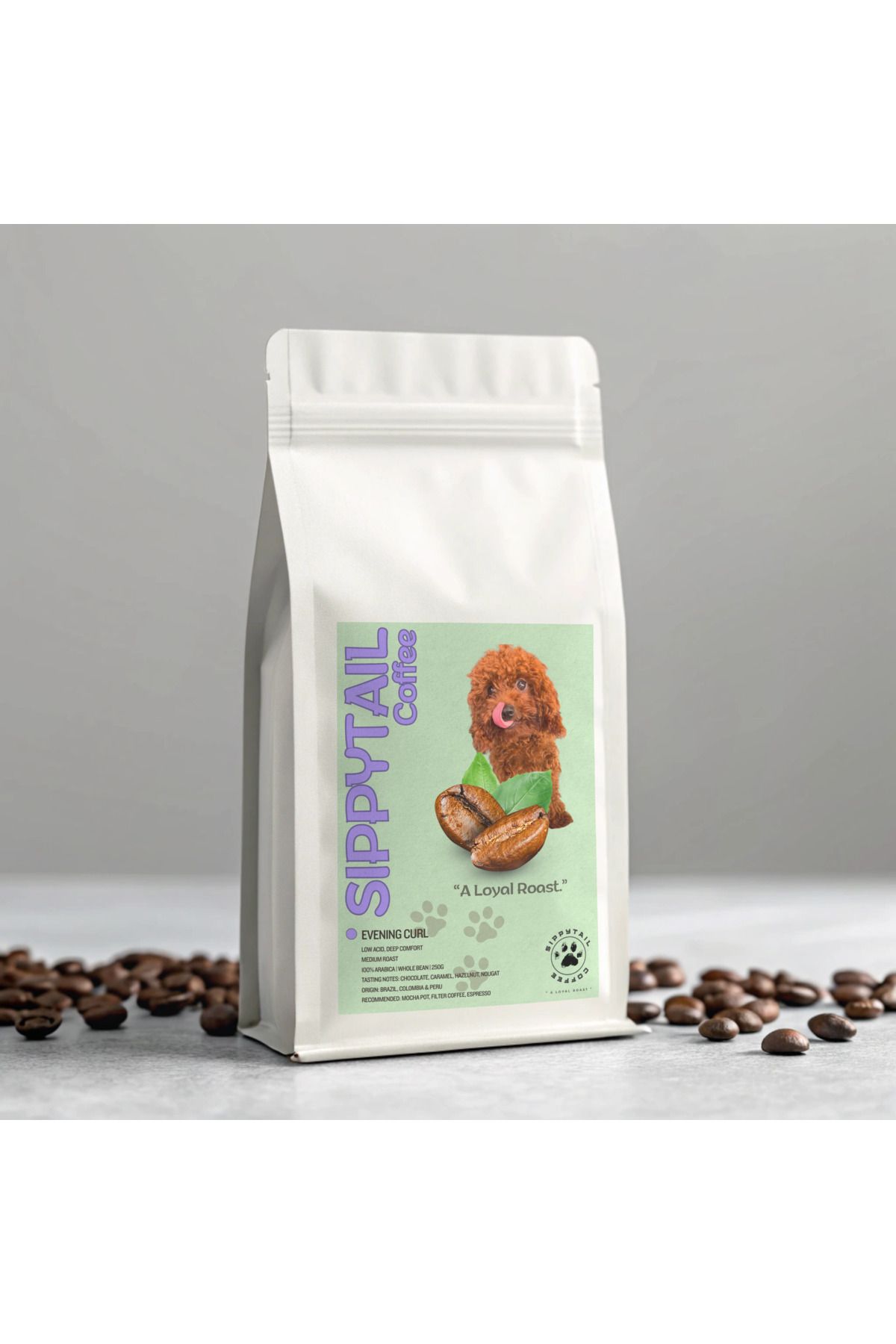 Sippytail Coffee Evening Curl – Peru, Kolombiya & Brezilya Arabica Kahve 250g (Çekirdek veya Öğütülmüş)