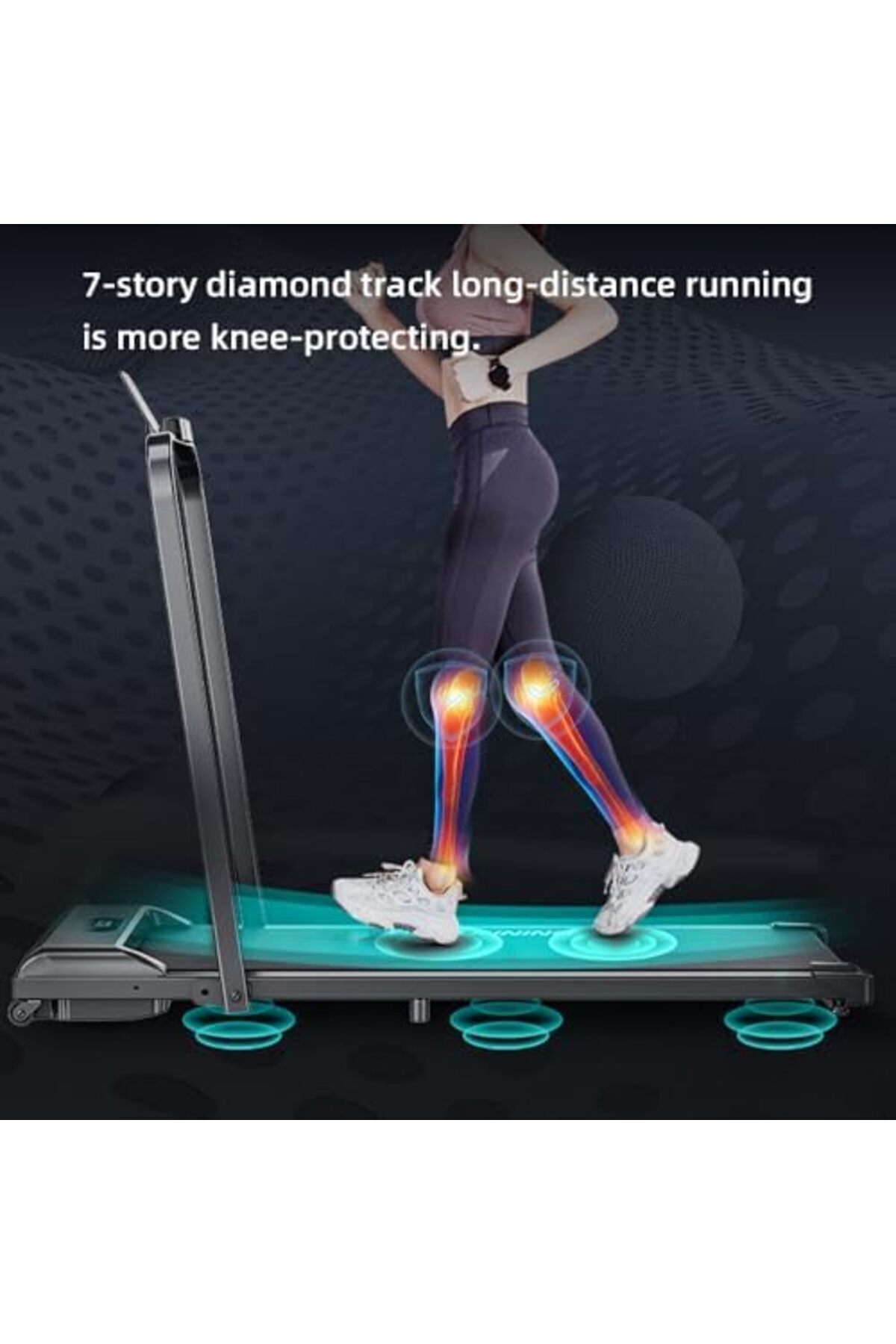 Rovyfota-Under Desk Walking Pad 3 In 1 Folding Treadmill For Home Office, 2.5hp Low-noise With Led Display 3