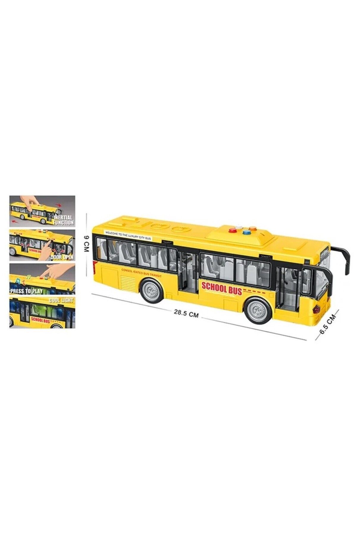 Brother Toys-School Bus Toy School Bus with Sound and Light That Can Open the Front and Middle Door 28 cm 3