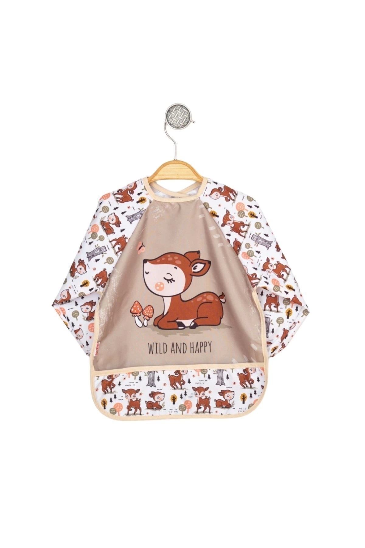 piyon collection Giyilebilir Kollu Sıvı Geçirmez Mama ve Aktivite Önlüğü 6-24 Ay - Tavşan Karaca fotoğrafı 2 (önizleme)