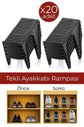 Webmall 20 Adet Tekli Ayakkabı Rampası Ayakkabı Düzenleyici Dolap İçi Organizer