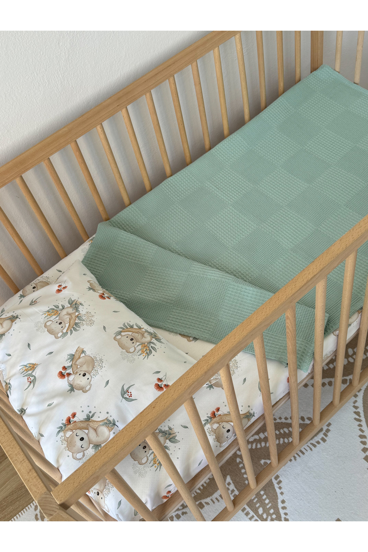 MİLNA BABY&KİDS Bebek Çocuk Pike Takımı Koala Desenli 90x140 fotoğrafı 7 (önizleme)